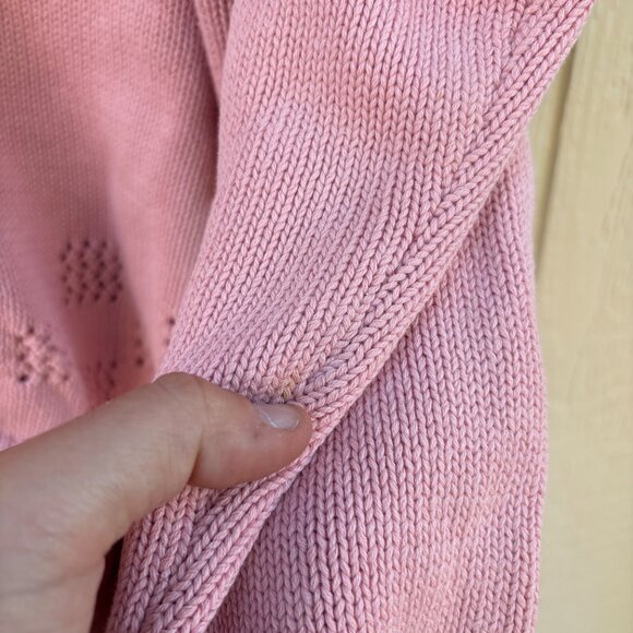 Vintage Gap Cardigan Women's Large Pink Cotton Knit Floral Grandma Cottagecore - Picture 4 of 9